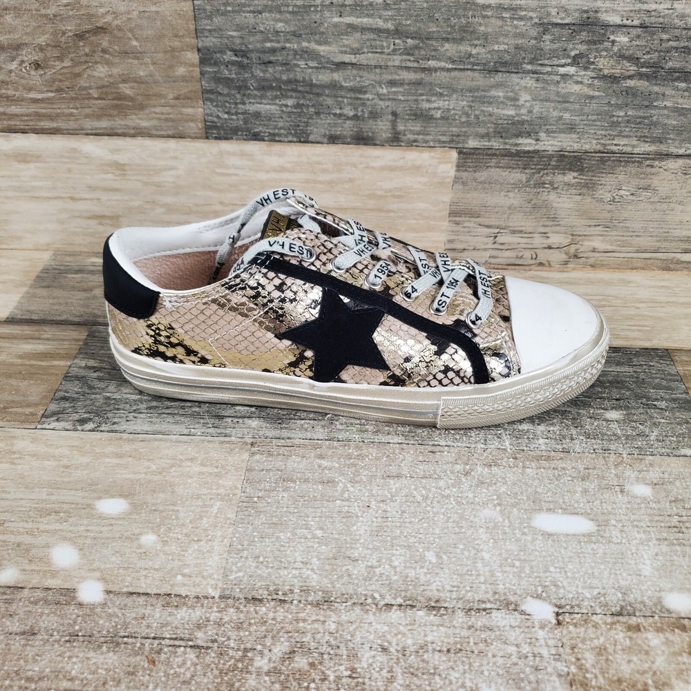 Vintage Havana Alive Womens Shoes‎ Sz 8 Gold White Snake Print Lace-Up Sneakers